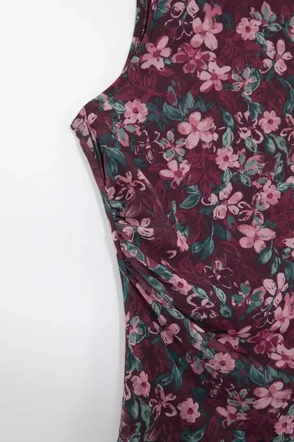 WOJCOR Plus Size Floral Patterned Tulle Knitted Dress - Multi