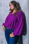 FLYING TOMATO Plus Size Solid Woven Top