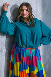 FLYING TOMATO Plus Size Solid Woven Top