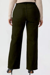 YMI Junior Plus Hyperstretch High Rise Wide Leg Pants - Dark Olive