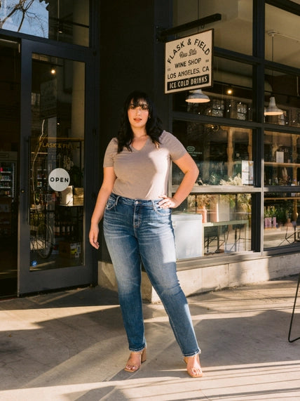 Lovervet by VERVET Plus Size Mid Rise Slim Straight Jeans - Pleasantly