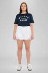 Kan Can USA Plus High Rise Distressed SHORTS - White