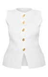 PrettyLittleThing Plus Cream Compact Knit Button Up Waistcoat - Cream