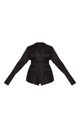 PrettyLittleThing Plus Asymmetric Cinched Shirt - Black