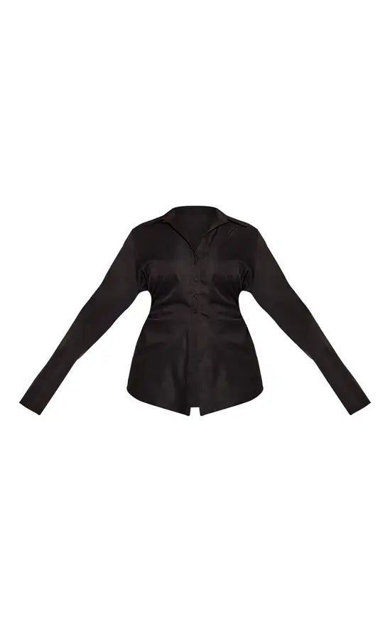 PrettyLittleThing Plus Asymmetric Cinched Shirt - Black