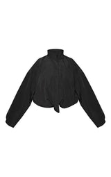 PrettyLittleThing Plus Black Button Up Jacket - Black