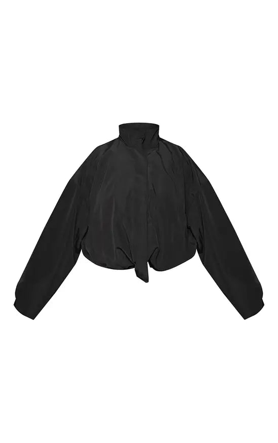 PrettyLittleThing Plus Black Button Up Jacket - Black