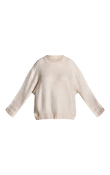 PrettyLittleThing Plus Thick Rib Crew Neck Oversized Jumper - Cream