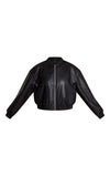 PrettyLittleThing Plus Shoulder Padded Rib Collar PU Jacket - Black