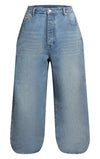 PrettyLittleThing Plus Mid Blue Wash High Waist Boyfriend Jeans - Mid Blue Wash