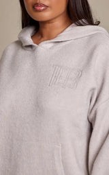 PrettyLittleThing Plus PLT Knitted Hoodie - Grey