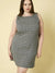 Gilli Plus Size Classic Chevron Sleeveless Sheath Mini Dress - Black/White