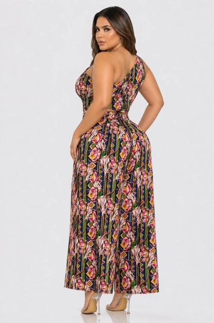 D.ROCK Plus Size Set Long Wide Legs Pants and Sleeveless Tops A Bow