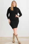 Tasha Apparel Plus Size Chic Open Back Ribbed Bodycon Midi Dress - Black