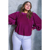 DORCAS Plus Velvet Long Sleeve Top - Orchid
