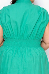 Haute Fox Plus Size Sleeveless Smocked Waist Shirt Dress