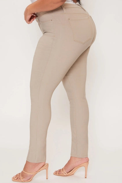 YMI Junior Plus Size Hyperstretch Skinny Pants - Taupe