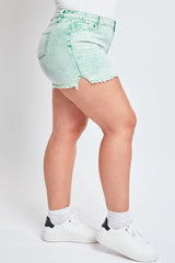 YMI Plus High Rise 80's Acid Wash Mom Short