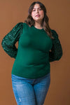 FLYING TOMATO Plus Size Solid Knit Sweater Top
