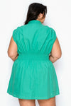 Haute Fox Plus Size Sleeveless Smocked Waist Shirt Dress