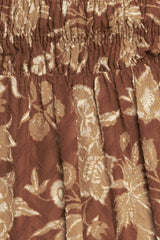 Flying Tomato Printed Smocked Bodice Woven Mini Dress - Brown