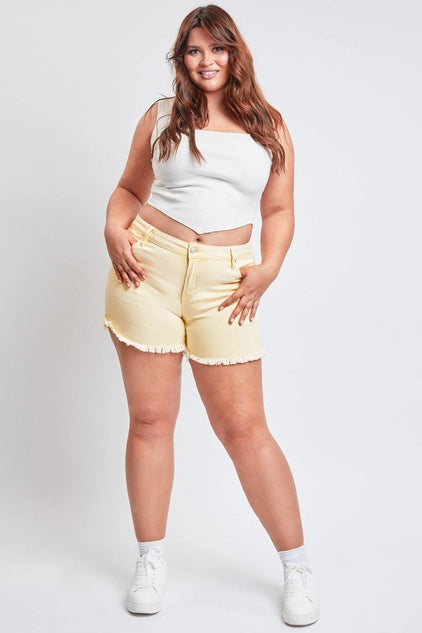 YMI Plus High Rise 80's Acid Wash Mom Short