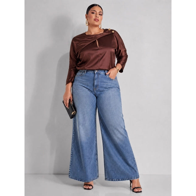 DORCAS Plus Size Keyhole Blouse