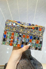 PEACH ACCESSORIES Geometric Rhinestone Clutch - Multi