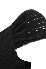WOJCOR Plus Size V-Neck A-Line KnittedDress - Black