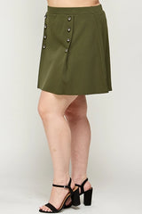 Haute Fox Plus Size Skirt Double Breasted Box Pleated - Olive