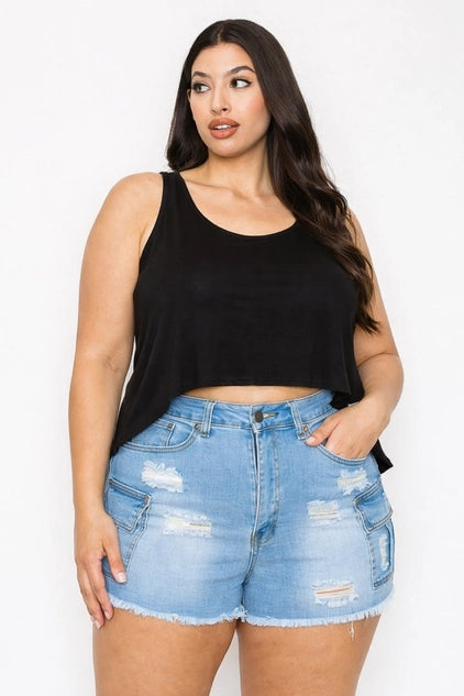 D.ROCK Plus Size Stretchy Sleeveless Round Neck Tank Top