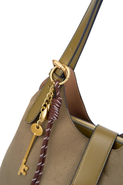 Bessie London Suede Shoulder Bag with Charm
