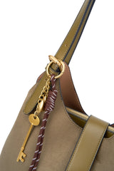 Bessie London Suede Shoulder Bag with Charm