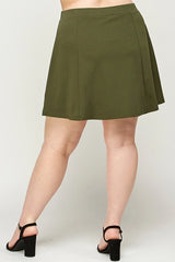 Haute Fox Plus Size Skirt Double Breasted Box Pleated - Olive