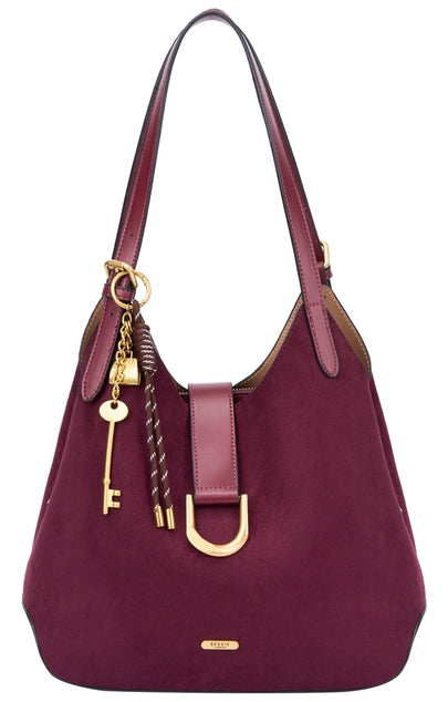 Bessie London Suede Shoulder Bag with Charm