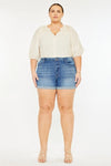 Kan Can USA Plus High Rise Cuffed Shorts JEANS - Medium Wash
