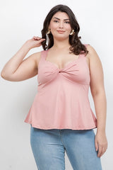Haute Fox Plus Size Twist Front Peplum Tank Top