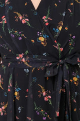 WOJCOR Plus Size Patterned Chiffon Wrap Dress - Multi