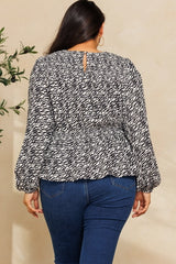 Oddi Plus Peplum Hem Zebra Printed Blouse