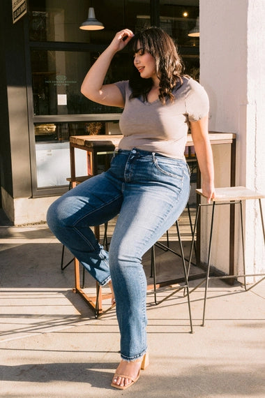 Lovervet by VERVET Plus Size Mid Rise Slim Straight Jeans - Medium Wash