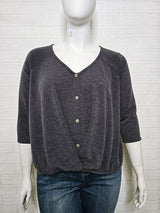 Haute Fox Plus Size Hacci Sweater Knit Button Down Drape Top