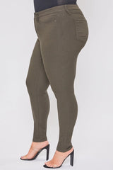 YMI Junior Plus Size Hyperstretch Skinny Pants - Dark Olive