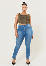 Vibrant M.i.U Plus Signature Skinny Jeans -Medium Stone