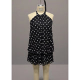 Curve Market Plus Size Polka Dot Mesh Halter Neck Drop Waist Mini Dress