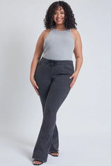YMI Plus Size High Rise Flare Raw Hem Joggers - Dark Grey Leopard
