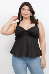 Haute Fox Plus Size Twist Front Peplum Tank Top