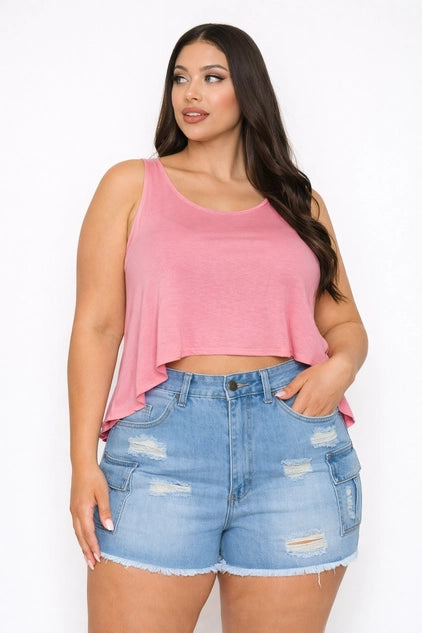 D.ROCK Plus Size Stretchy Sleeveless Round Neck Tank Top