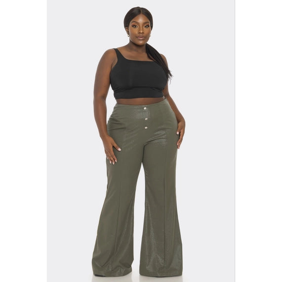 The Sang Plus Size Waist Button Up Long Pants