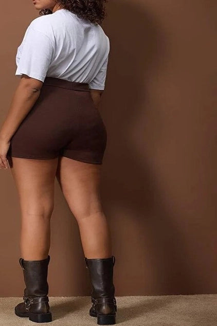 WOJCOR Plus Size Slit Knitted Skirt