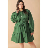 FLYING TOMATO Plus Size Solid Button Down Mini Dress - Green
